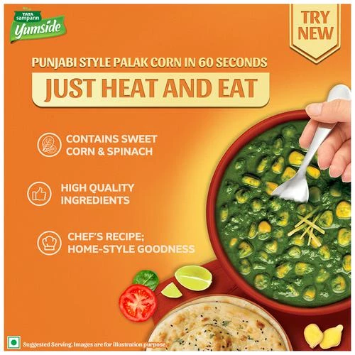 Tata Sampann Yumside Punjabi Style Palak Corn - Ready To Eat Meal, 285 g-5.webp